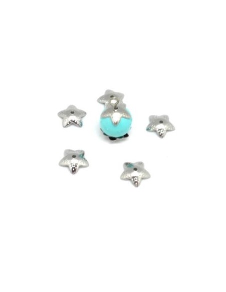 Chapeau de perle étoile argenté en acier inox