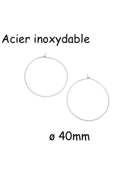 Boucles d'oreilles créole 40mm argenté en acier inoxydable