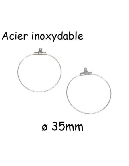 Supports boucles d'oreilles créole 35mm argenté en acier inoxydable