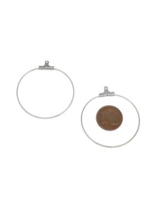 Supports boucles d'oreilles créole 35mm argenté en acier inoxydable 2