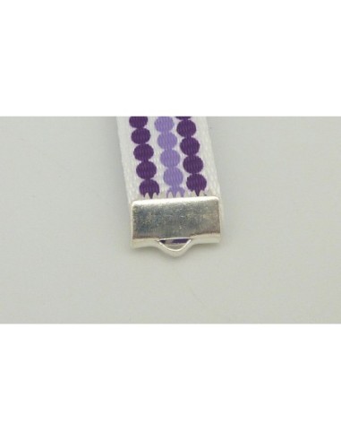 Ruban Galon plat pois violet et mauve sur fond...