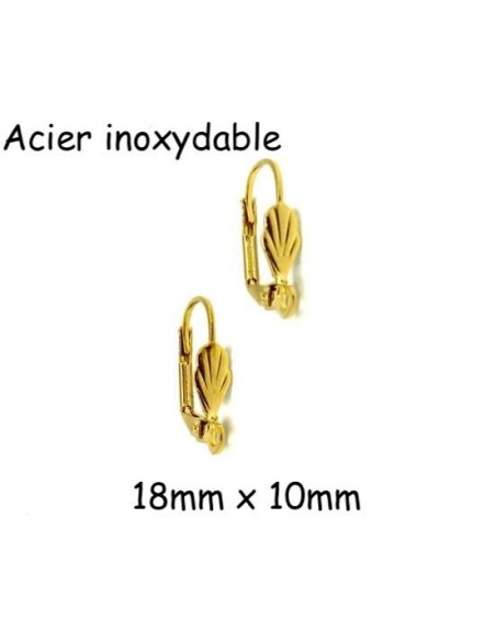 dormeuse doré en acier inoxydable motif éventail - boucle d'oreille doré