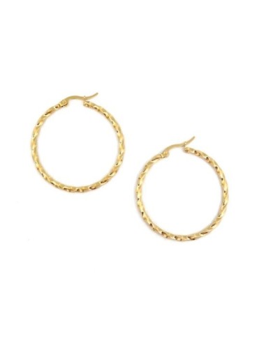 Boucles d'oreilles créoles doré 40mm torsadées
