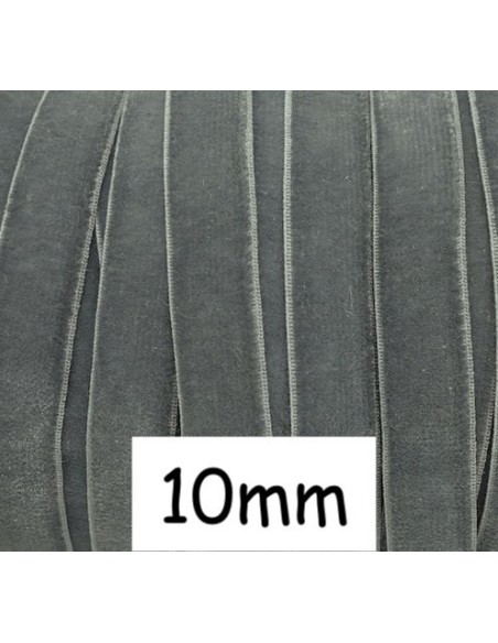 Ruban élastique velours 10mm gris souris