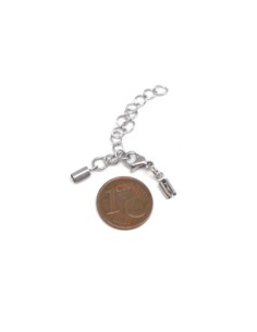 Fermoir argenté pour cordon de 2mm en acier inox 2