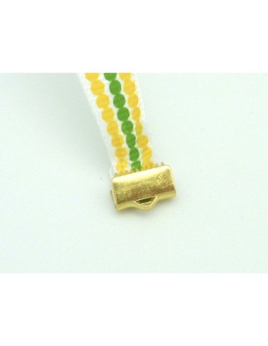 Ruban Galon plat pois vert et jaune sur fond...