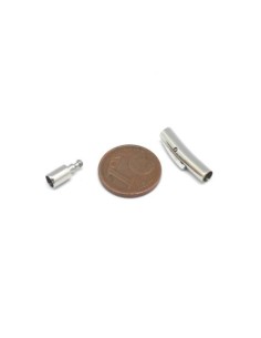 Fermoir clip pour cordon de 3mm en acier inoxydable argenté brillant 2