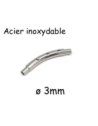 Fermoir réglable argenté en acier inoxydable pour cordon de 3mm pour création bracelet