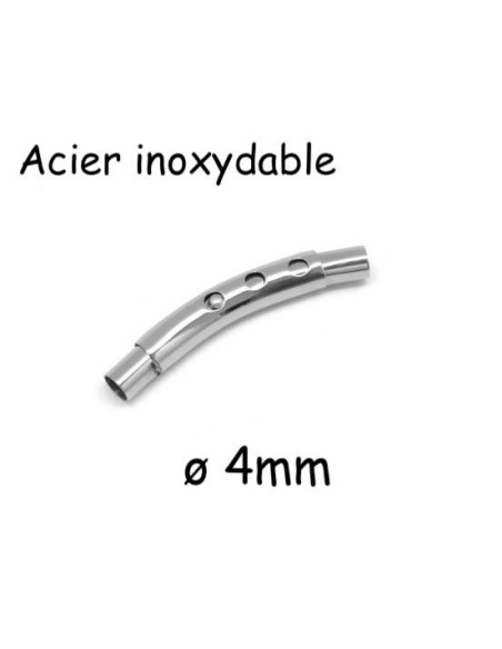 Fermoir réglable en acier inoxydable pour cordon cuir 4mm