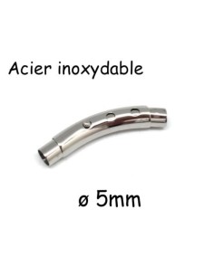 Fermoir argenté en acier inoxydable réglable pour cordon 5mm