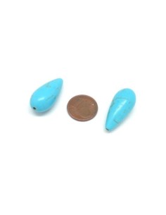 Perle forme goutte imitation turquoise "Howlite" bleu turquoise 2