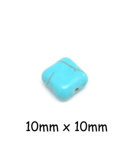 perle carré imitation turquoise "Howlite" bleu turquoise 10mm perle carré imitation turquoise "Howlite" bleu turquoise 10mm