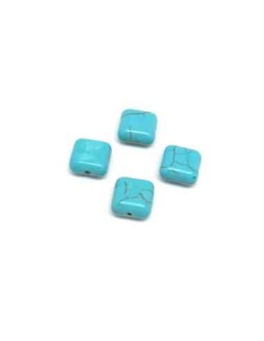 perle carré "Howlite" bleu turquoise 10mm