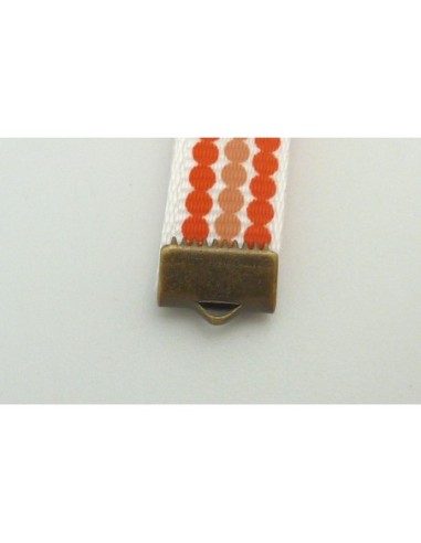 Ruban Galon plat pois orange et chair sur fond...