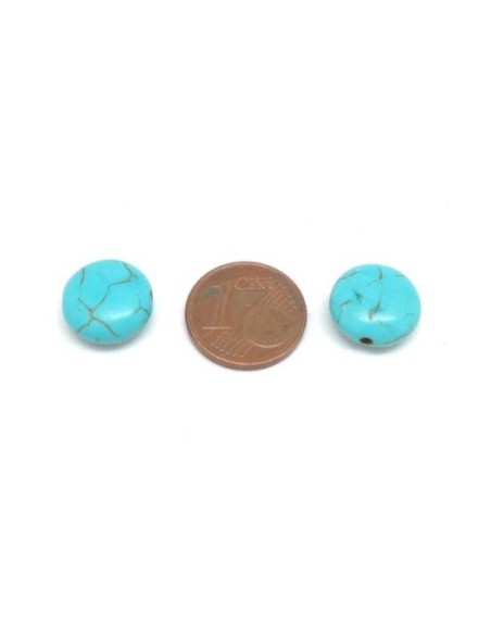 Perle galet 12mm bleu turquoise