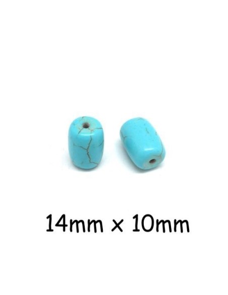 Perle cylindrique imitation turquoise "Howlite" bleu turquoise