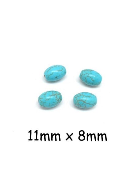Perle olive imitation turquoise "Howlite" bleu turquoise 8mm Perle olive imitation turquoise "Howlite" bleu turquoise 8mm