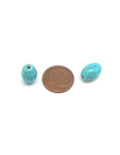 Perle olive imitation turquoise "Howlite" bleu turquoise 8mm 2
