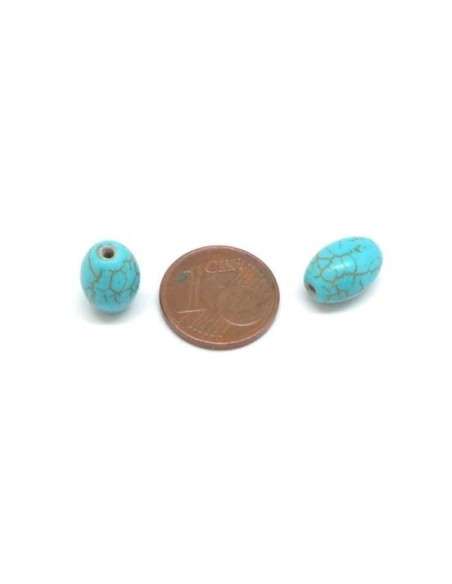 Perle ovale turquoise "Howlite" bleu turquoise 8mm Perle ovale turquoise "Howlite" bleu turquoise 8mm