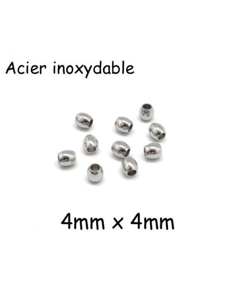 Petit perle grain de riz acier inox argenté pour création bijoux