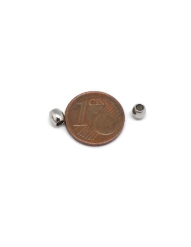 perle ovale 4mm argenté en acier inox pour création DIY