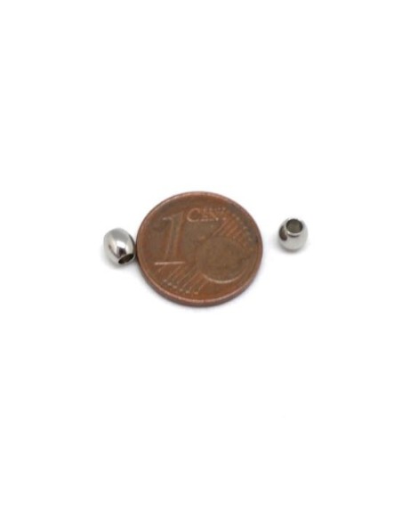 perle ovale 4mm argenté en acier inox pour création DIY