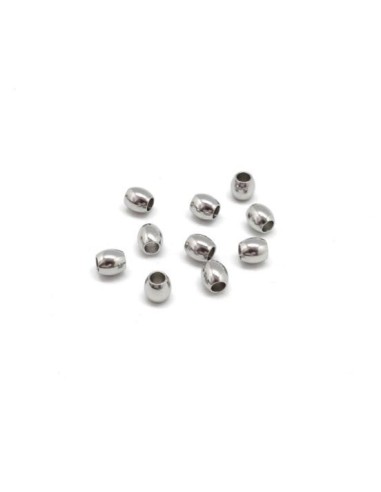 Perle 4mm olive argenté en acier inox pas chere pour bijoux