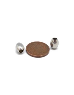 Perle ovale argenté en acier inoxydable lisse pour création de bracelets 2