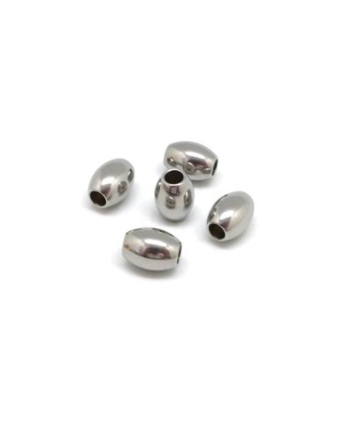 Perle olive argenté en acier inoxydable pas chère