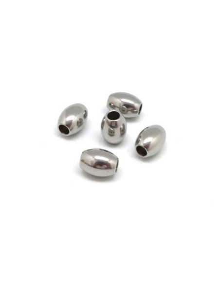 Perle olive argenté en acier inoxydable pas chère