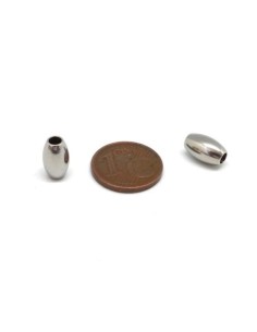 Perle tonneau 10mm en acier inoxydable argenté lisse 2