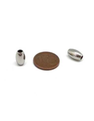 Perle ovale 6mm argenté en acier inoxydable