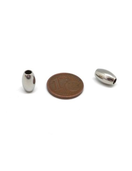 Perle ovale 6mm argenté en acier inoxydable