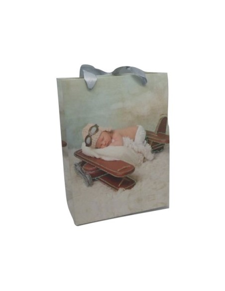 Sac cadeau en papier glacé pour naissance