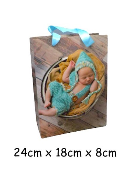 Pochette cadeau papier glacé bébé bohème 