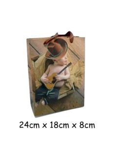 Pochette cadeau bébé cowboy en papier cartonné glacé 