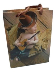 Pochette cadeau bébé cowboy en papier cartonné glacé  2