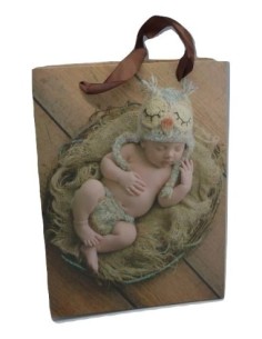 Pochette cadeau bébé hibou cartonné glacé  2