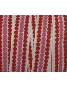 Ruban plat 10mm blanc à pois rouges et roses