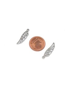 Breloque plume en acier inoxydable argenté 2