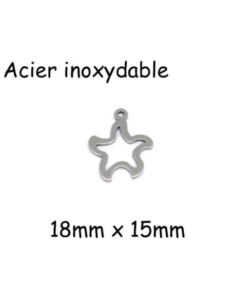Breloque étoile des mers argenté en acier inoxydable