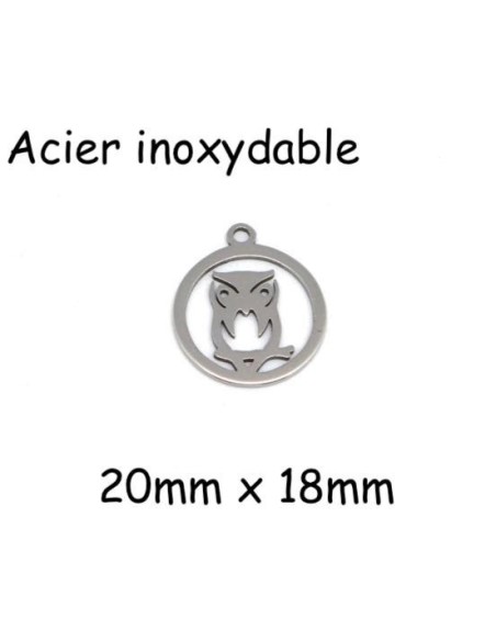 Breloque hibou en acier inoxydable
