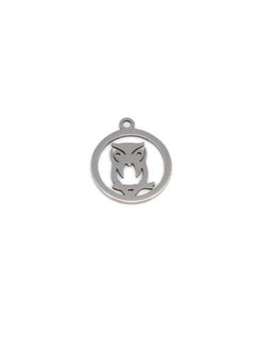 Charm hibou en acier inoxydable pour boucles d'oreilles