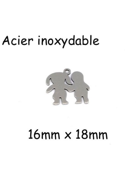 Breloque personnages argenté en acier inoxydable