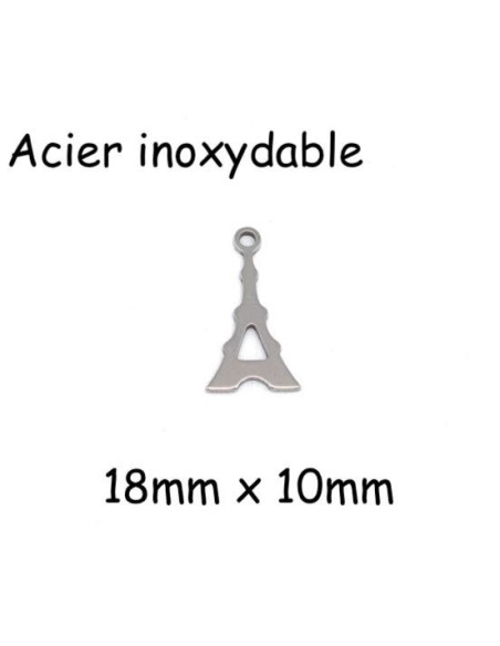 Breloque Tour Eiffel argenté en acier inoxydable