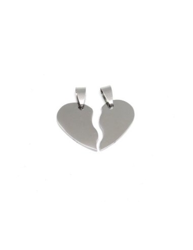 Charm 2 coeurs brisés séparables argenté pour personnalisation