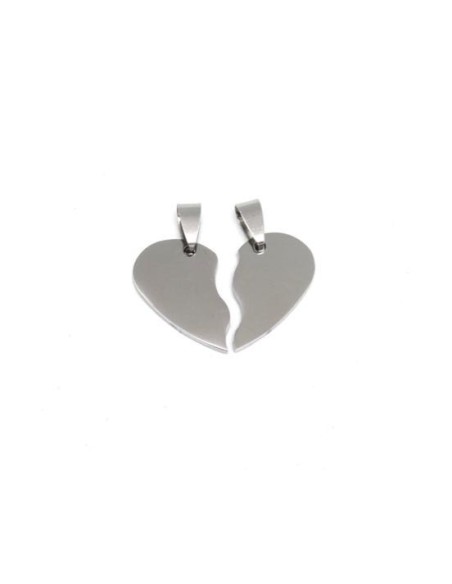 Charm 2 coeurs brisés séparables argenté pour personnalisation