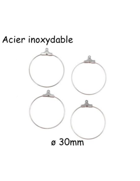 Créoles 30mm en acier inoxydable argenté