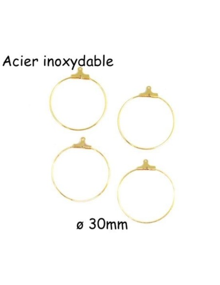 Créoles doré 30mm en acier inoxydable