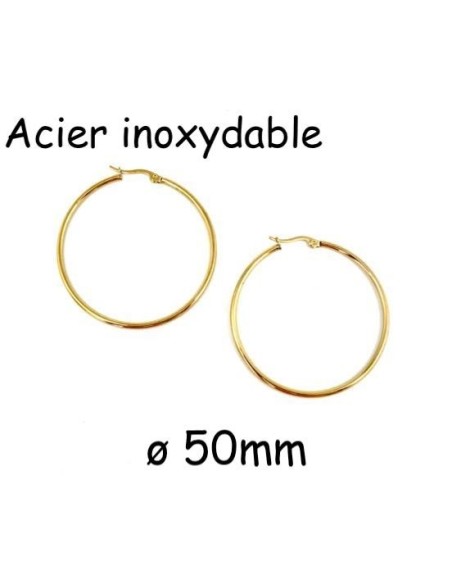 Créole doré 50mm en acier inoxydable 